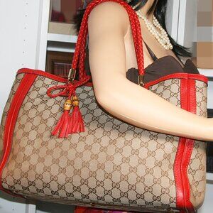 Gucci Beige and Red GG Shoulder Bag